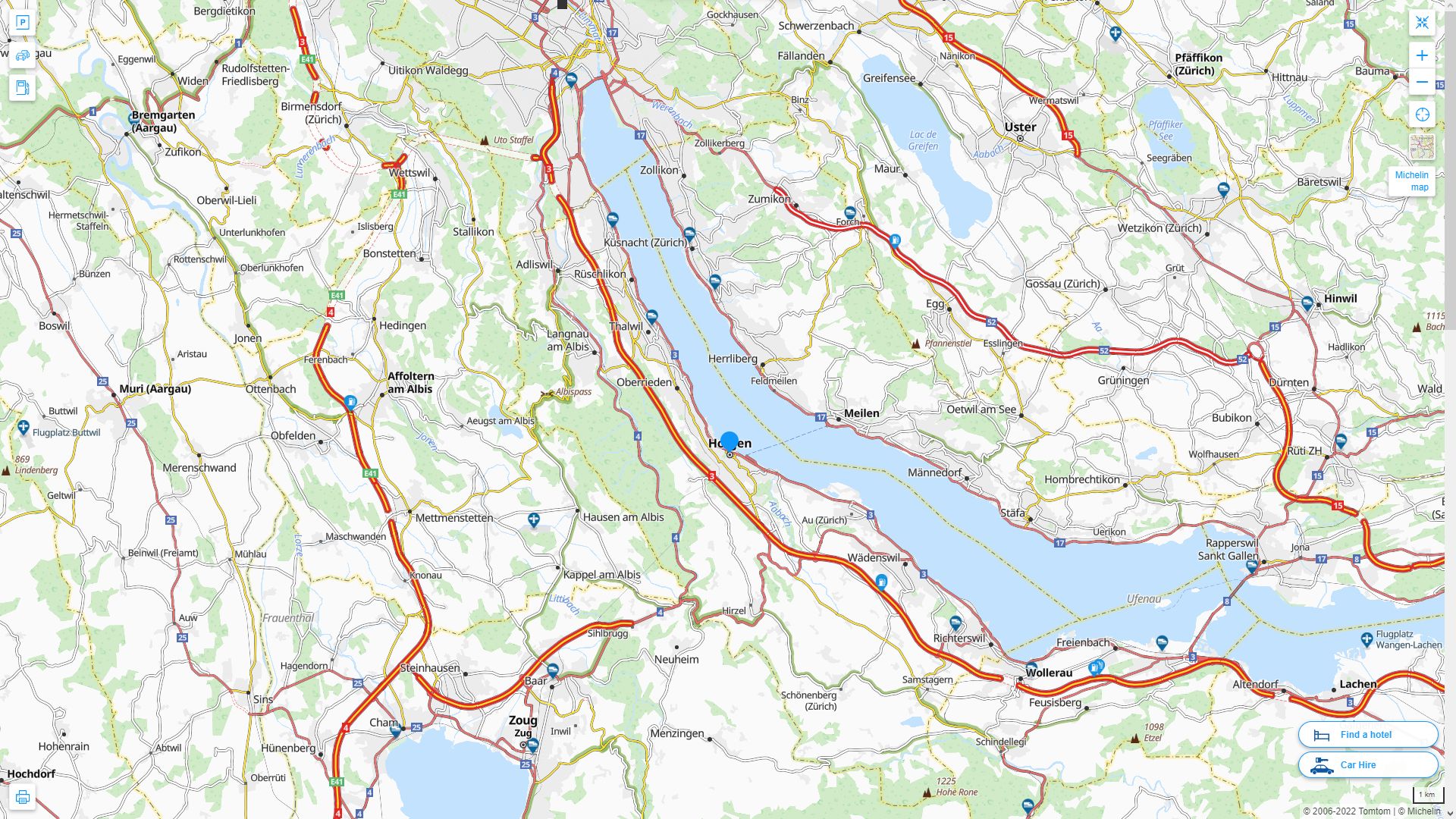 Horgen Suisse Autoroute et carte routiere